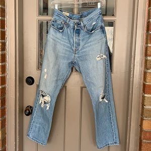 Levi’s 501 destructed denim